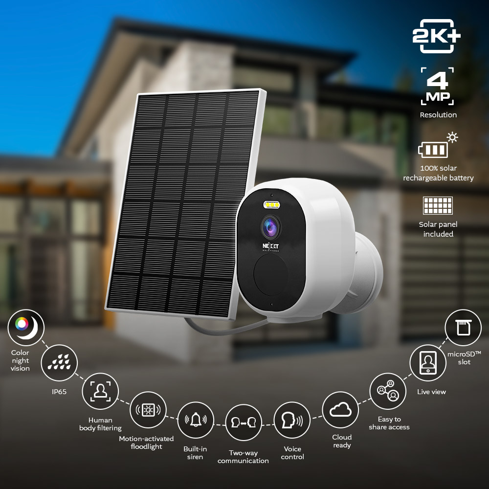 Smart Wi-Fi® solar camera, Indoor and outdoor - NHC-OF20S | Nexxt Home