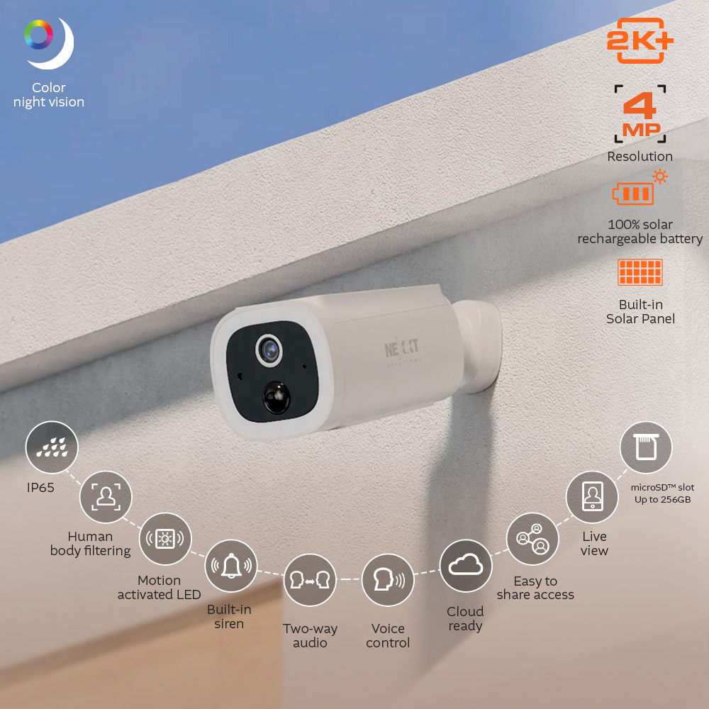Smart Wi-Fi® camera with built-in solar panel - NHC-OF30S | Nexxt Home