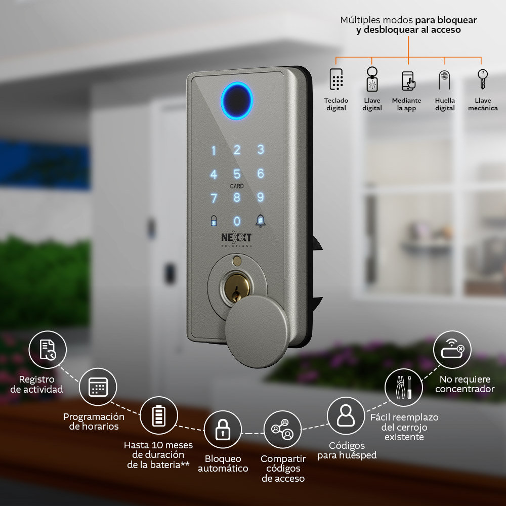 蘭丸 Cerradura inteligente Wi-Fi® de acero inoxidable - NHS-D150