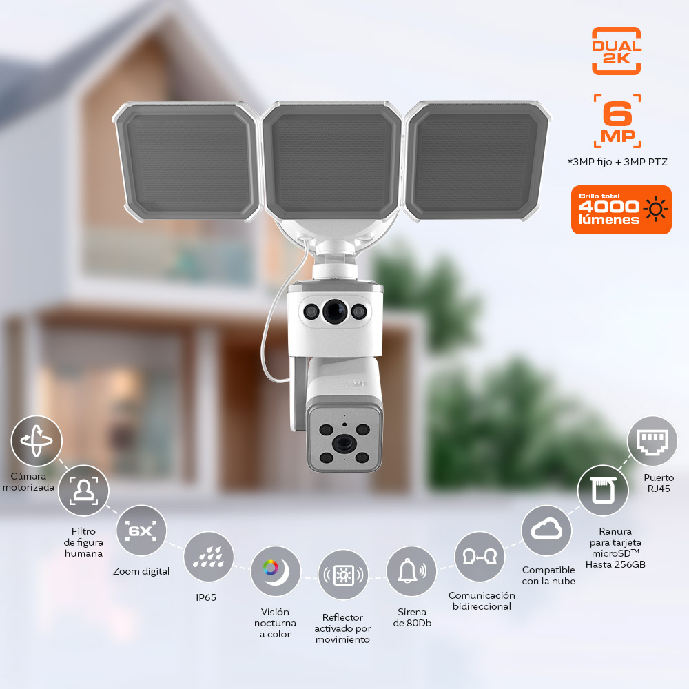 Cámara inteligente Wi-Fi® de doble lente con reflector | PTZ cableada para  exteriores - NHC-FP50DL | Nexxt Home