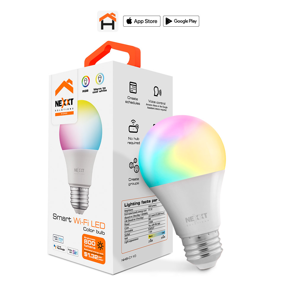 Pack x3 Lámpara LED Inteligente WIFI NEXXT A19 RGB Configurable App  Celular, oferta LOi.