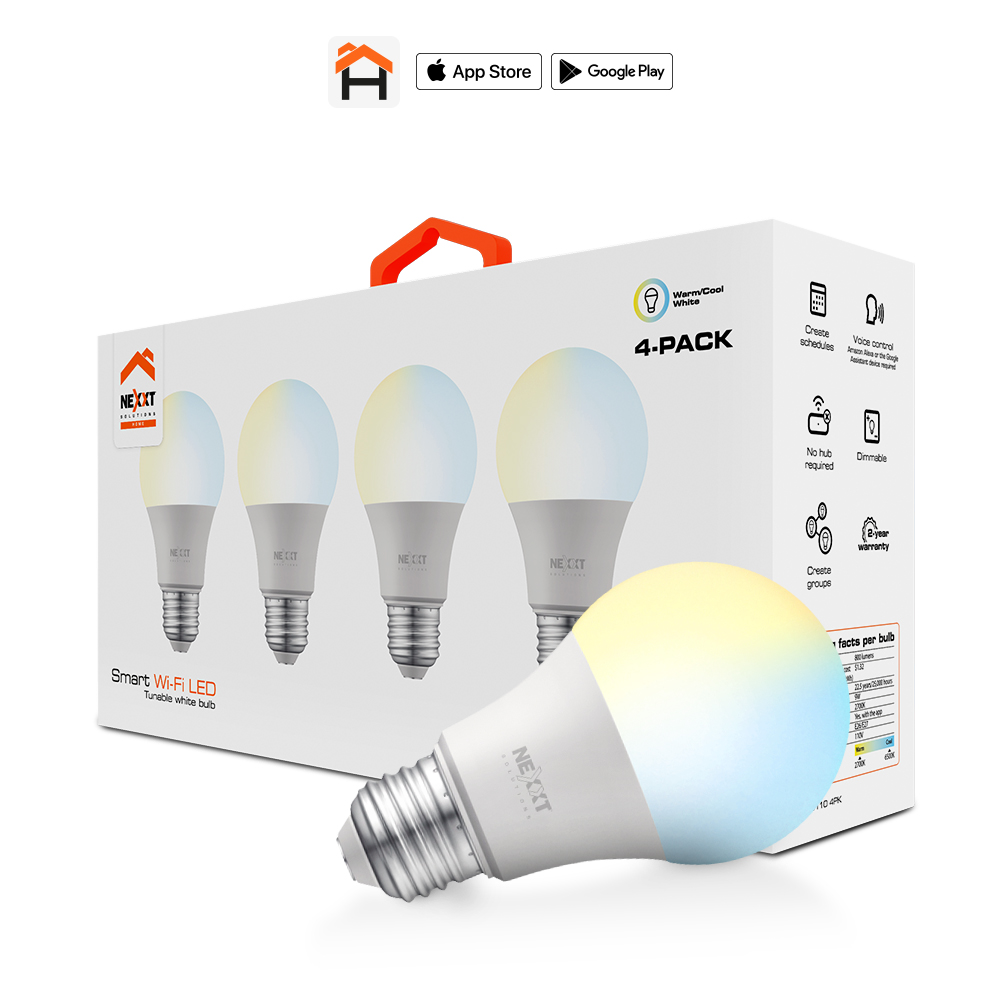 Bombilla LED blanca inteligente A19, 60 W, no regulable, paquete de 3