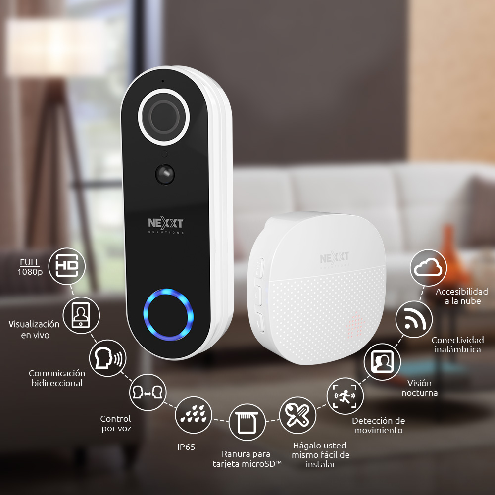Nexxt - Timbre inteligente con cámara y conexión Wi-Fi